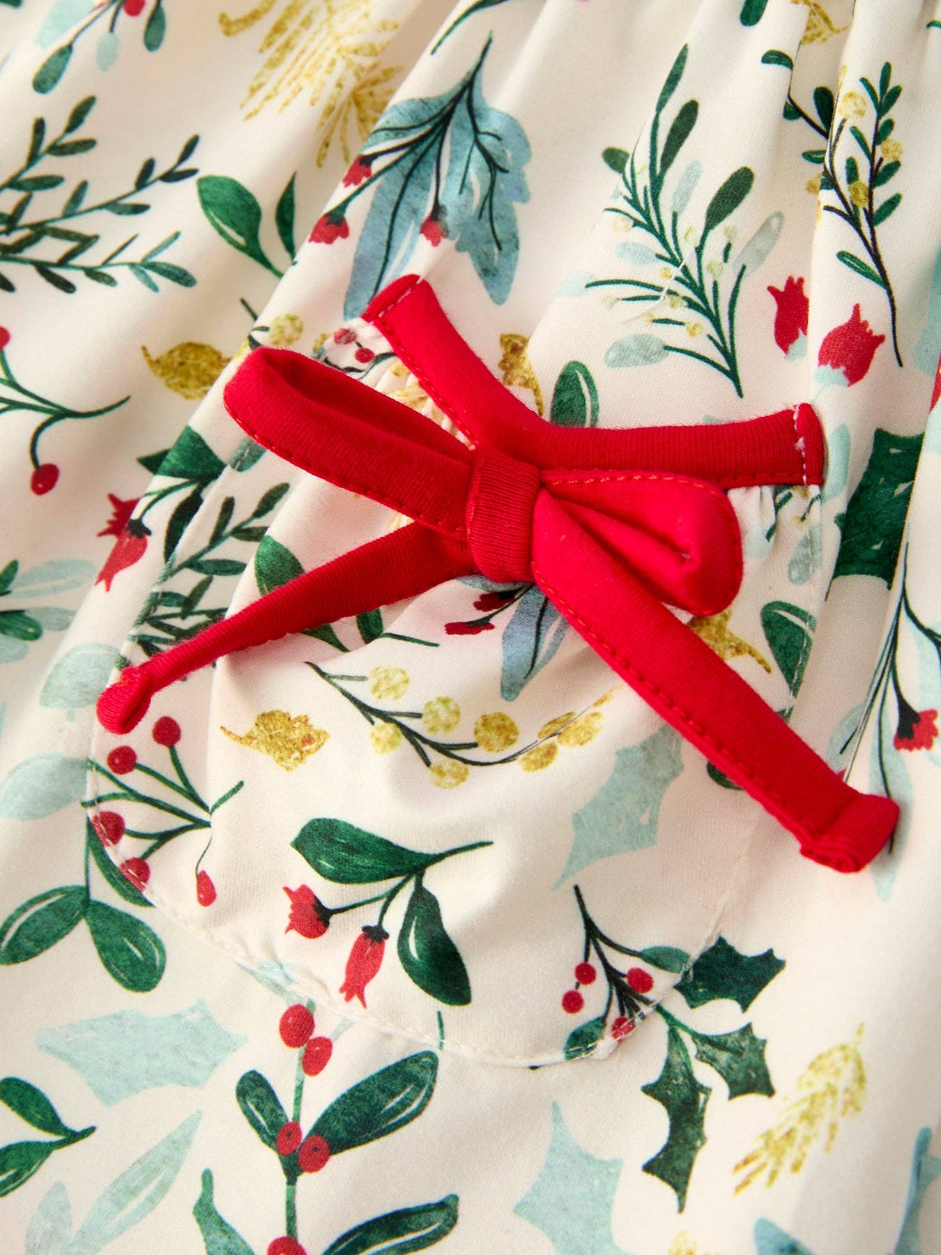 Christmas Dress – Holiday Floral Print Outfit with Pockets