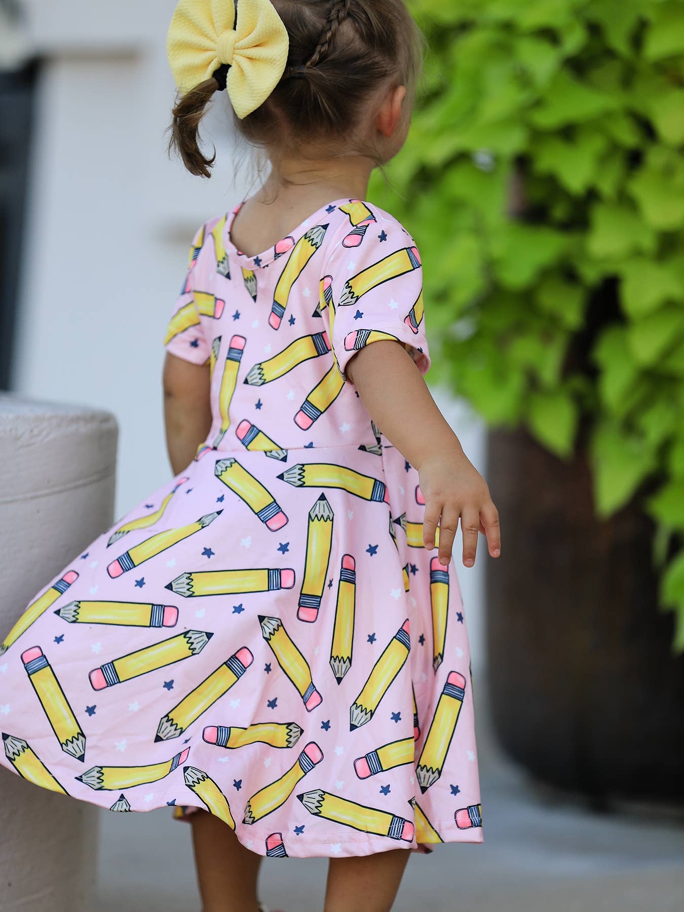 Back to School Pencil Print Girls Dress