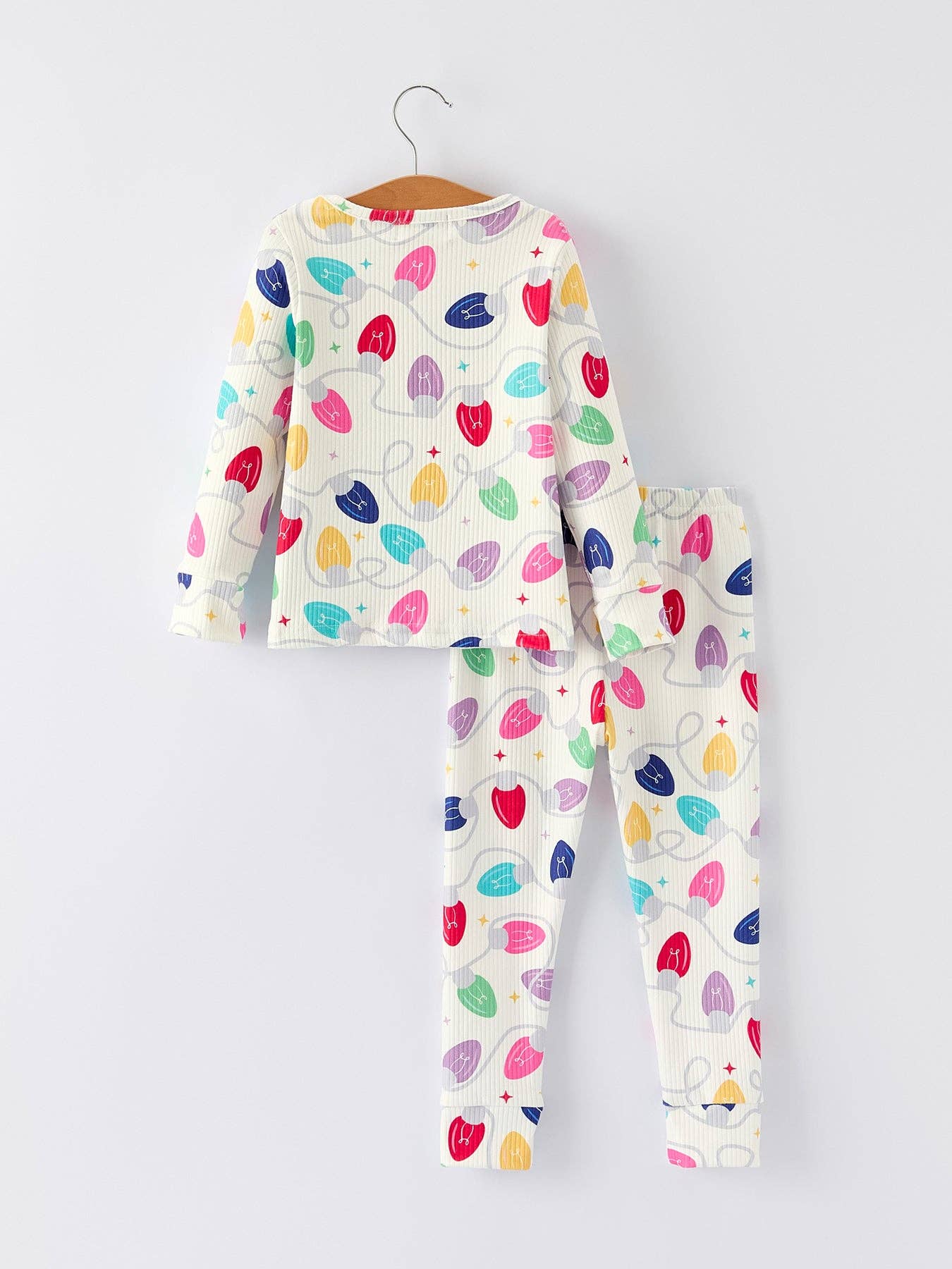 Christmas Girls Colorful Light Bulb Pajama Set