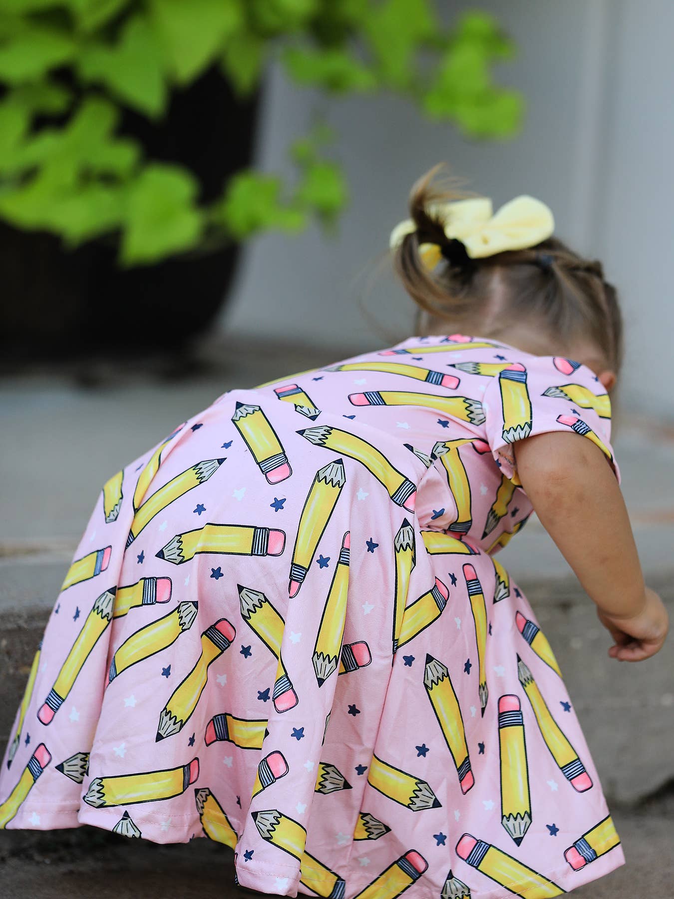 Back to School Pencil Print Girls Dress