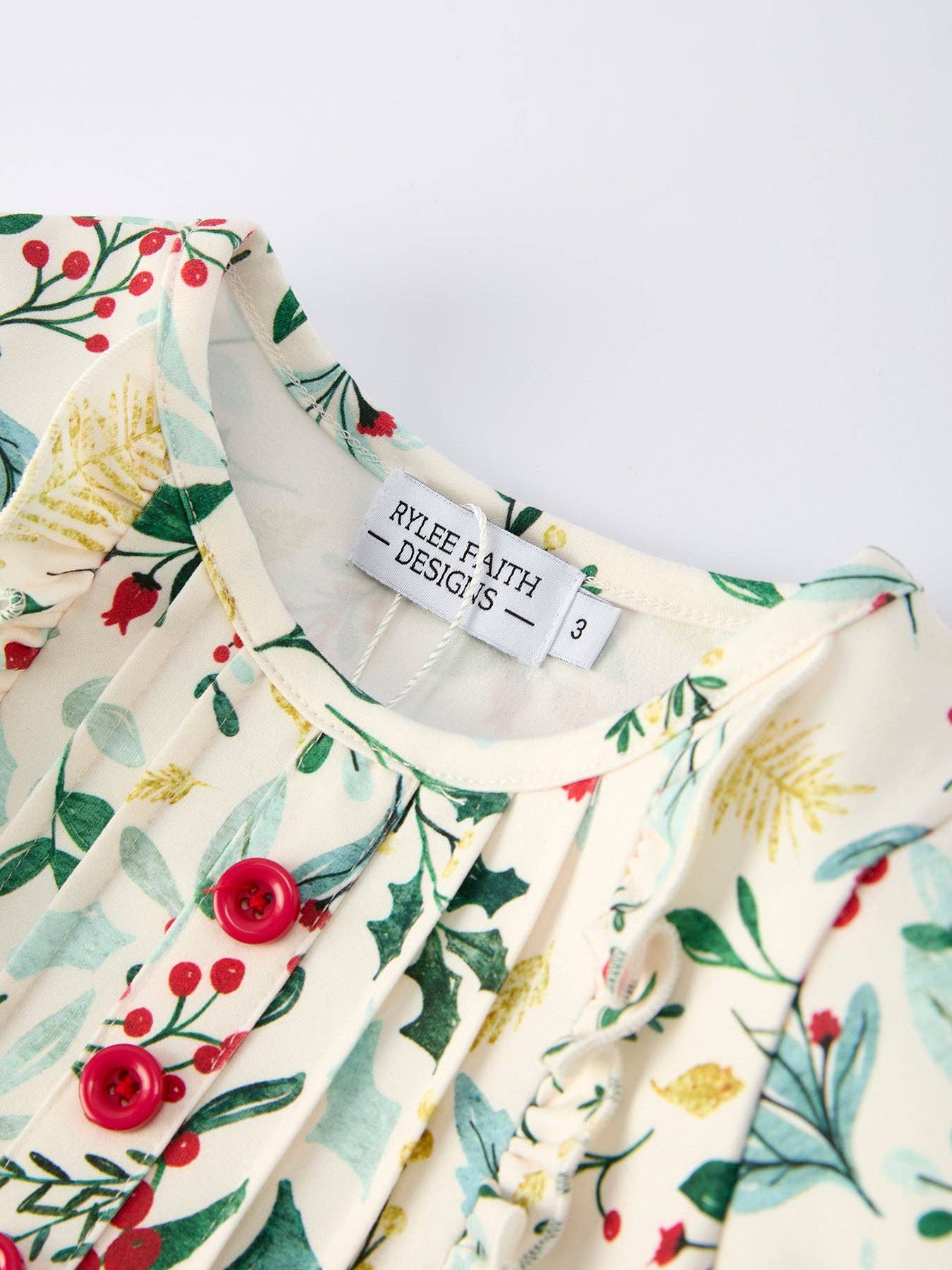 Christmas Dress – Holiday Floral Print Outfit with Pockets