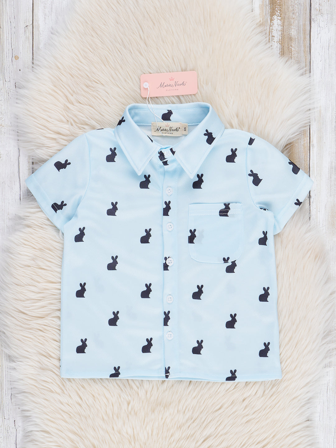 Light Blue Bunny Button Up Shirt