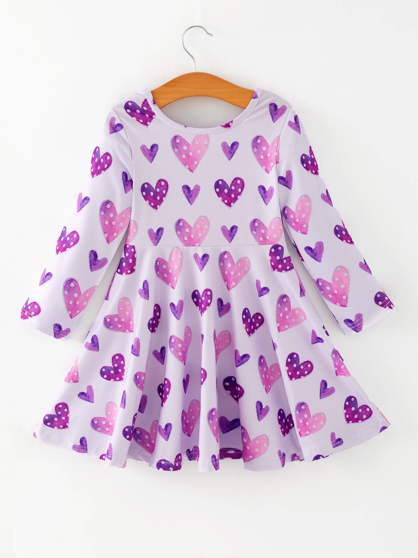 Valentine's Day Cute Purple Heart Polka Dot Dress