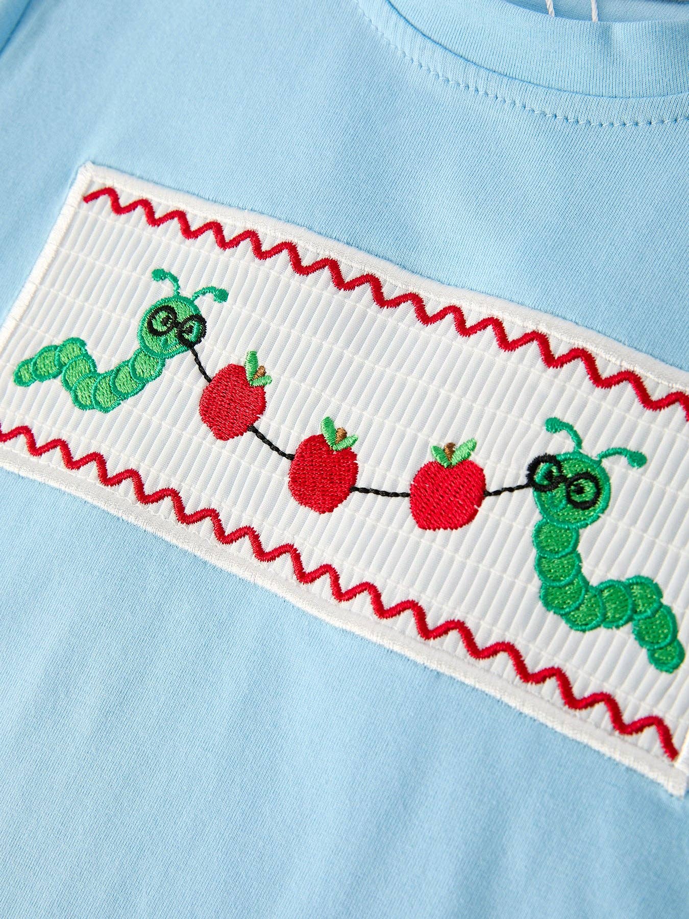 Boys Back to School Smock Embroidered Top+ Plaid Shorts