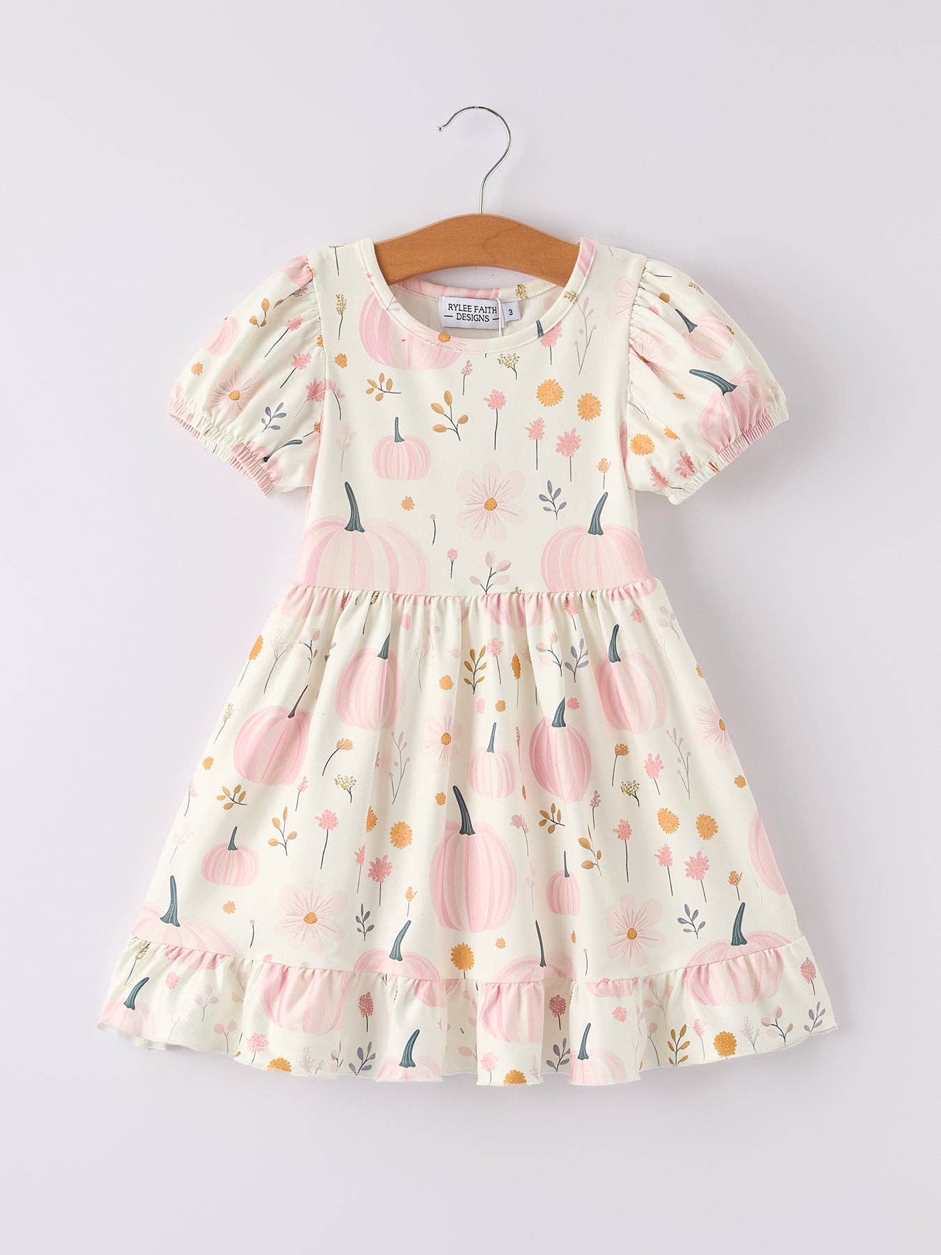 Cute Pumpkin Print Girls Dress