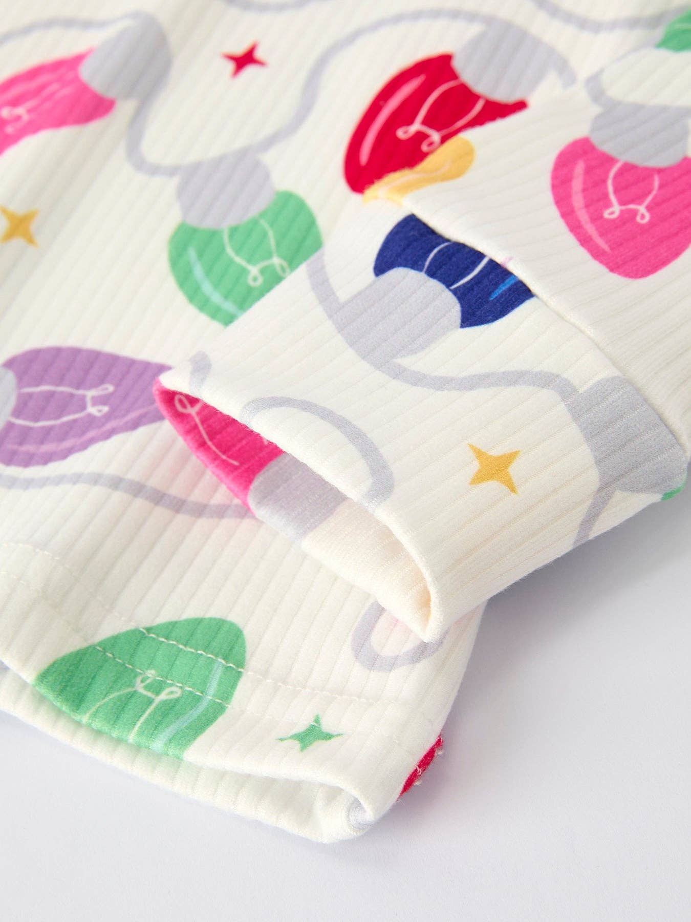 Christmas Girls Colorful Light Bulb Pajama Set