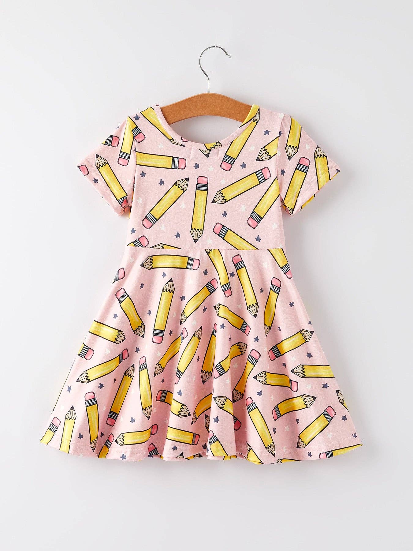 Back to School Pencil Print Girls Dress