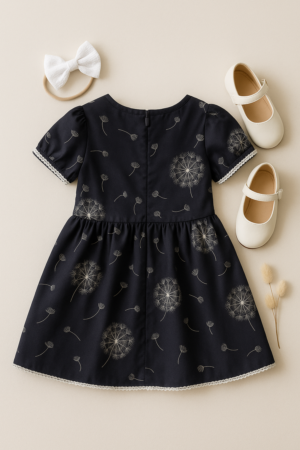 Girls Charcoal Dandelion Wish Lace Fall Winter Dress