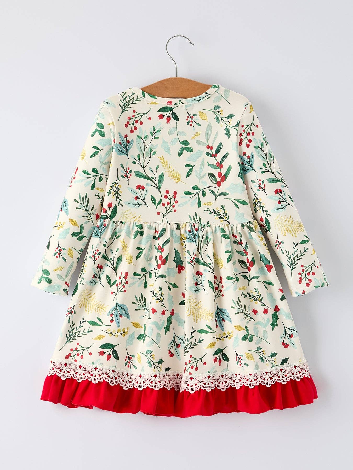 Christmas Dress – Holiday Floral Print Outfit with Pockets
