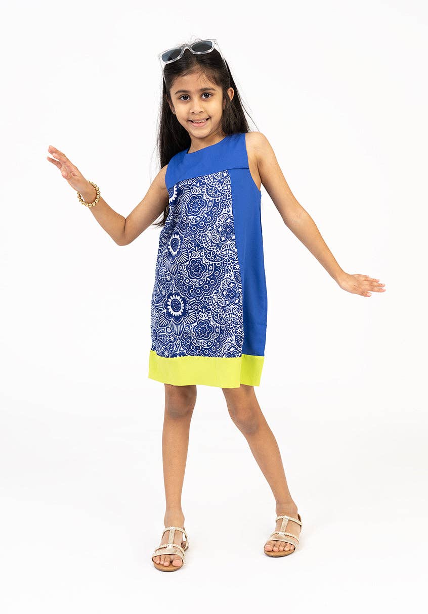 Color Block Geo Floral A-line Dress