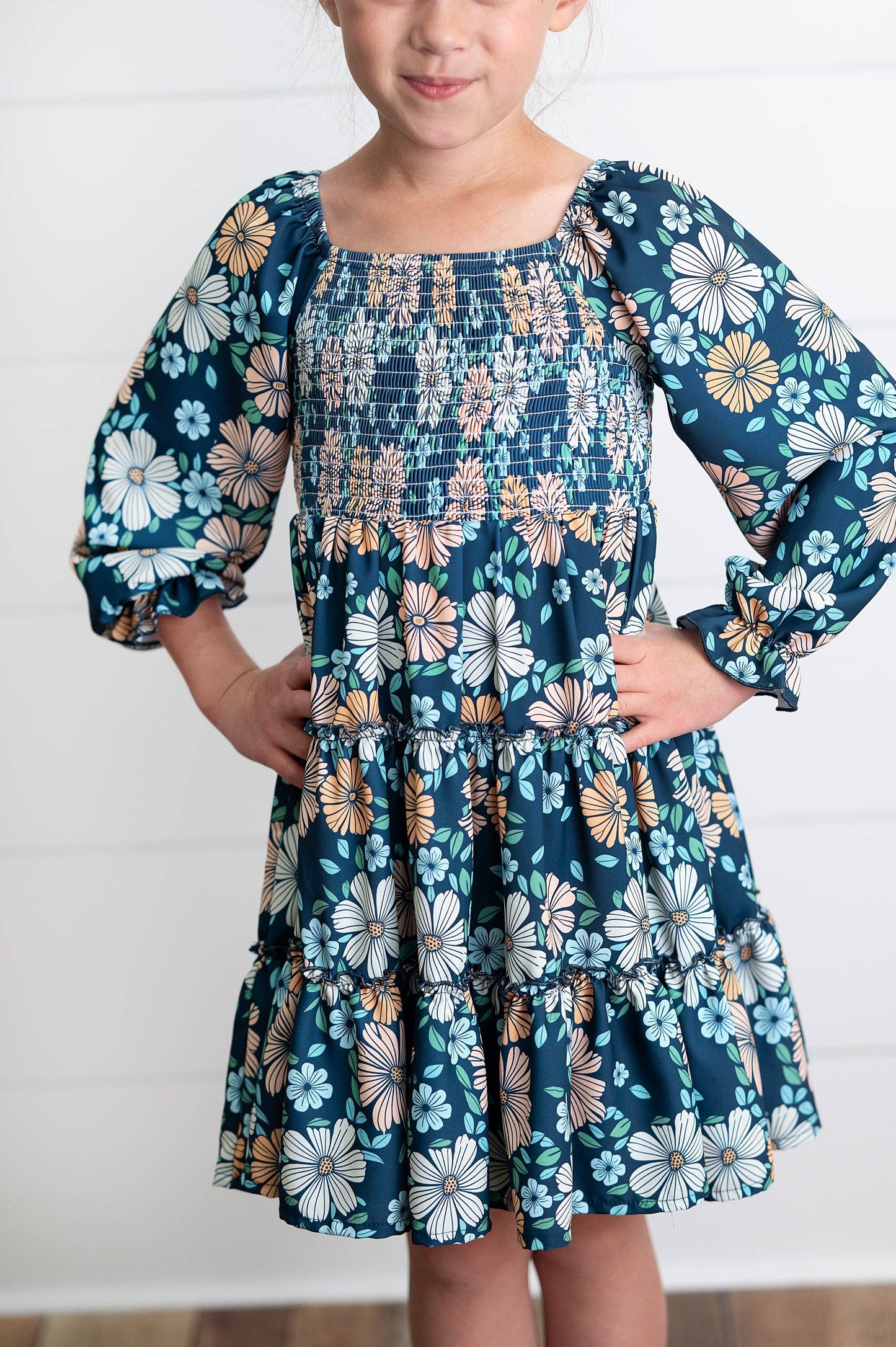 Girls Grace Floral Mommy & Me Matching 3 Tiered Dress
