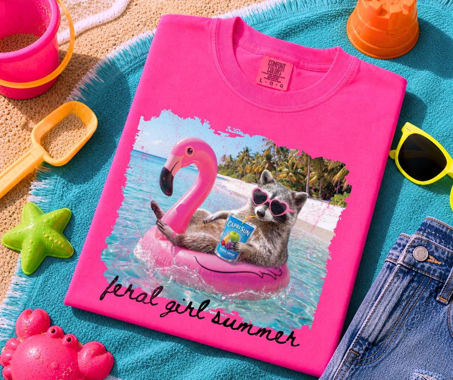 Feral Girl Summer Juice Box Pink Tee