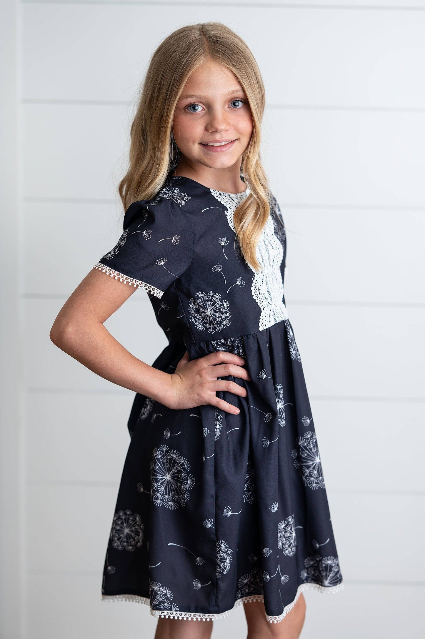 Girls Charcoal Dandelion Wish Lace Fall Winter Dress