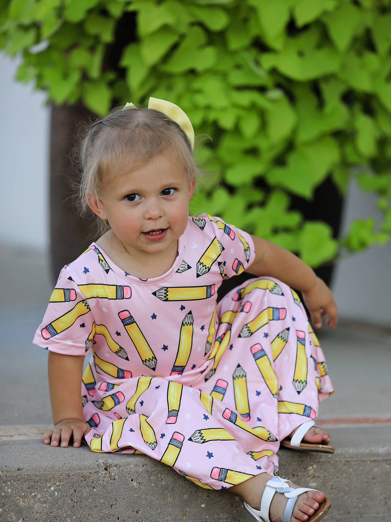 Back to School Pencil Print Girls Dress