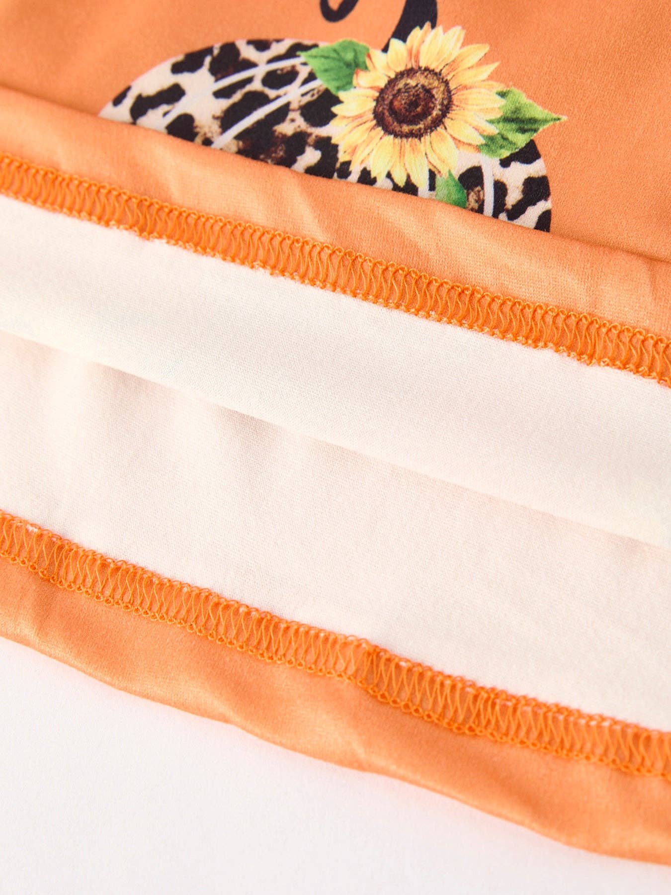 Pumpkin Leopard Floral Print Girls Dress