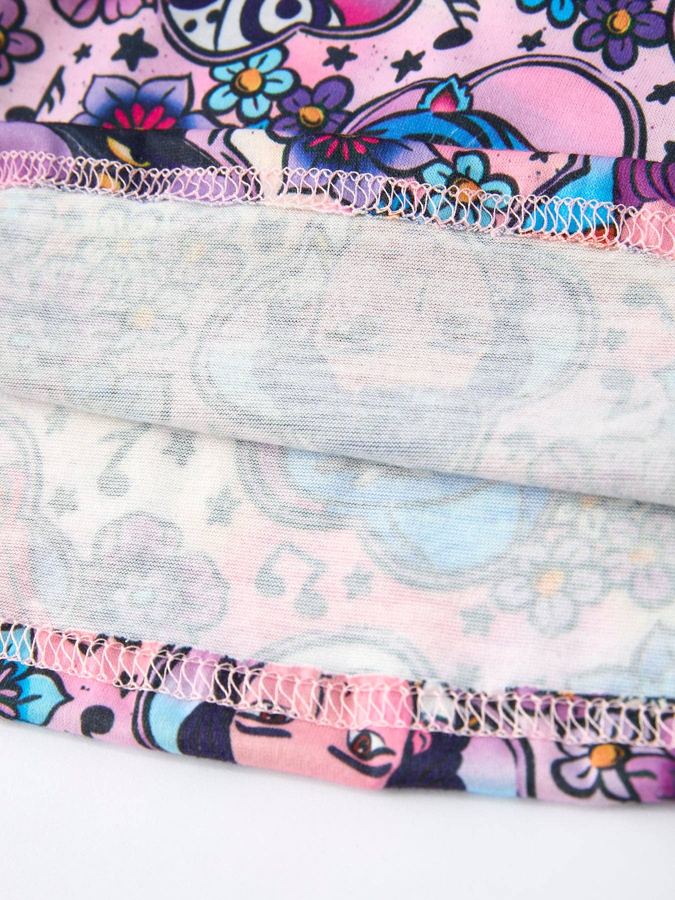 Purple Characters Print Short Sleeve Girls Dress