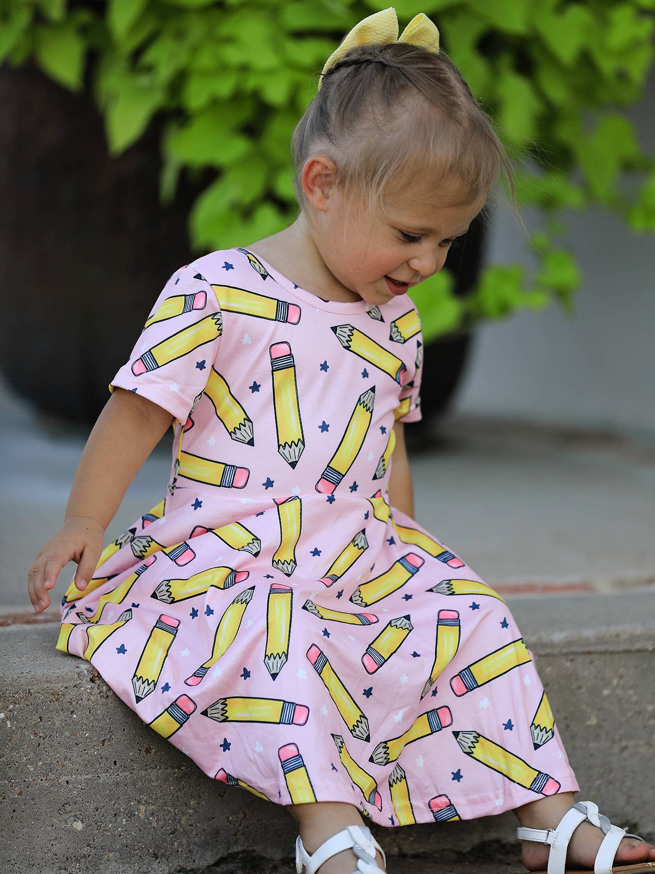 Back to School Pencil Print Girls Dress