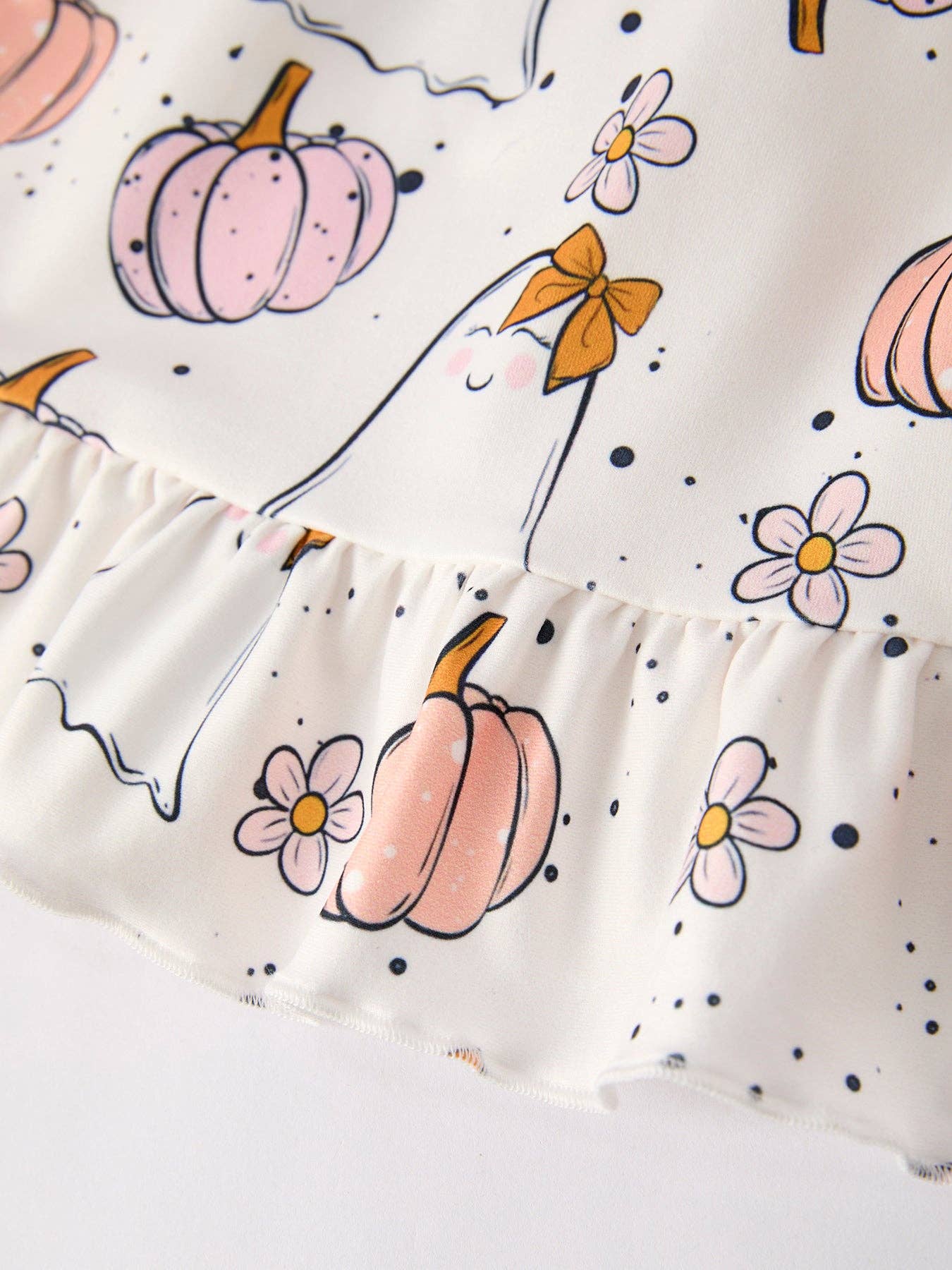 Pumpkin Ghost Print Cute Girls Dress