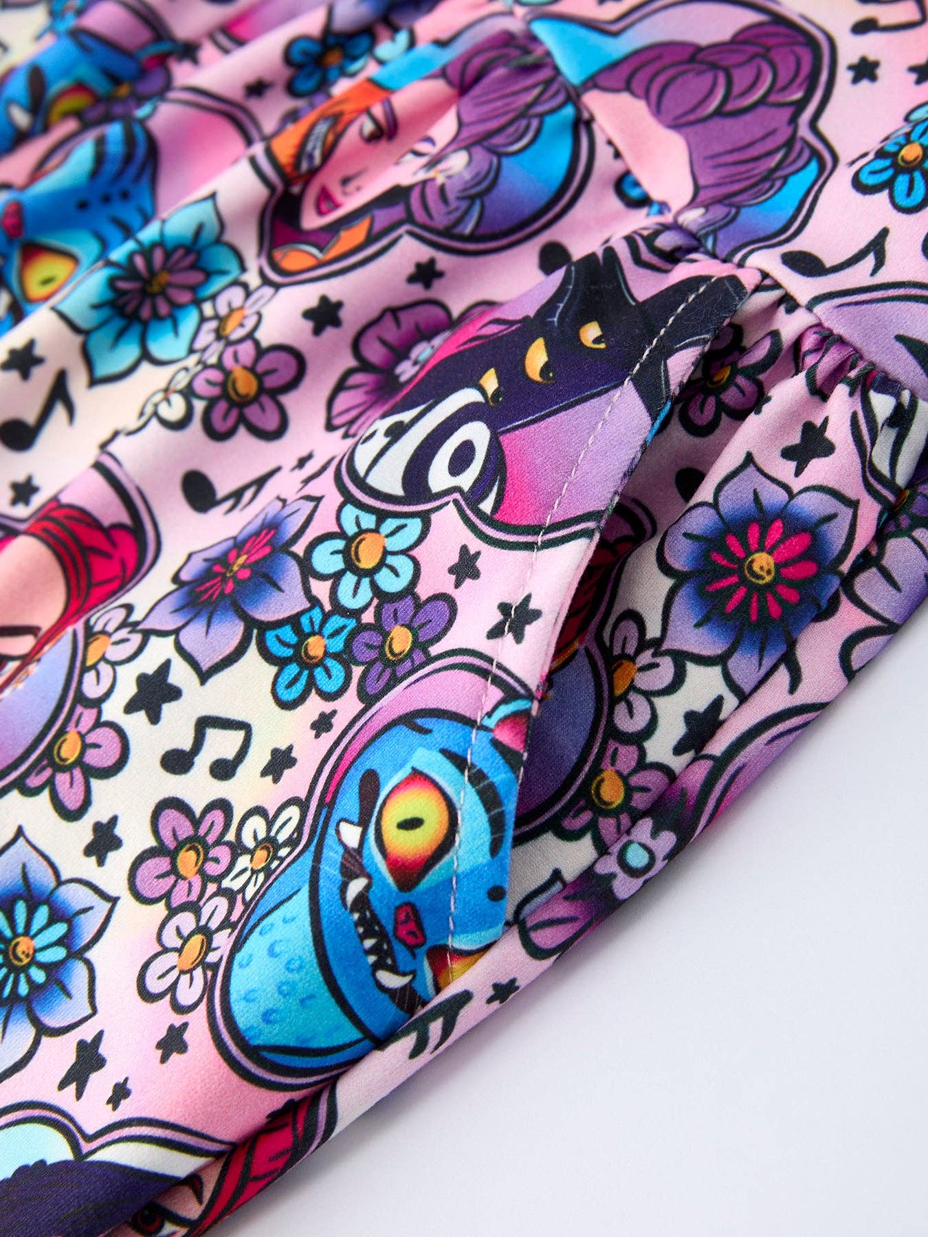 Summer Girls Print Short Sleeve Jumpsuit With Pockets