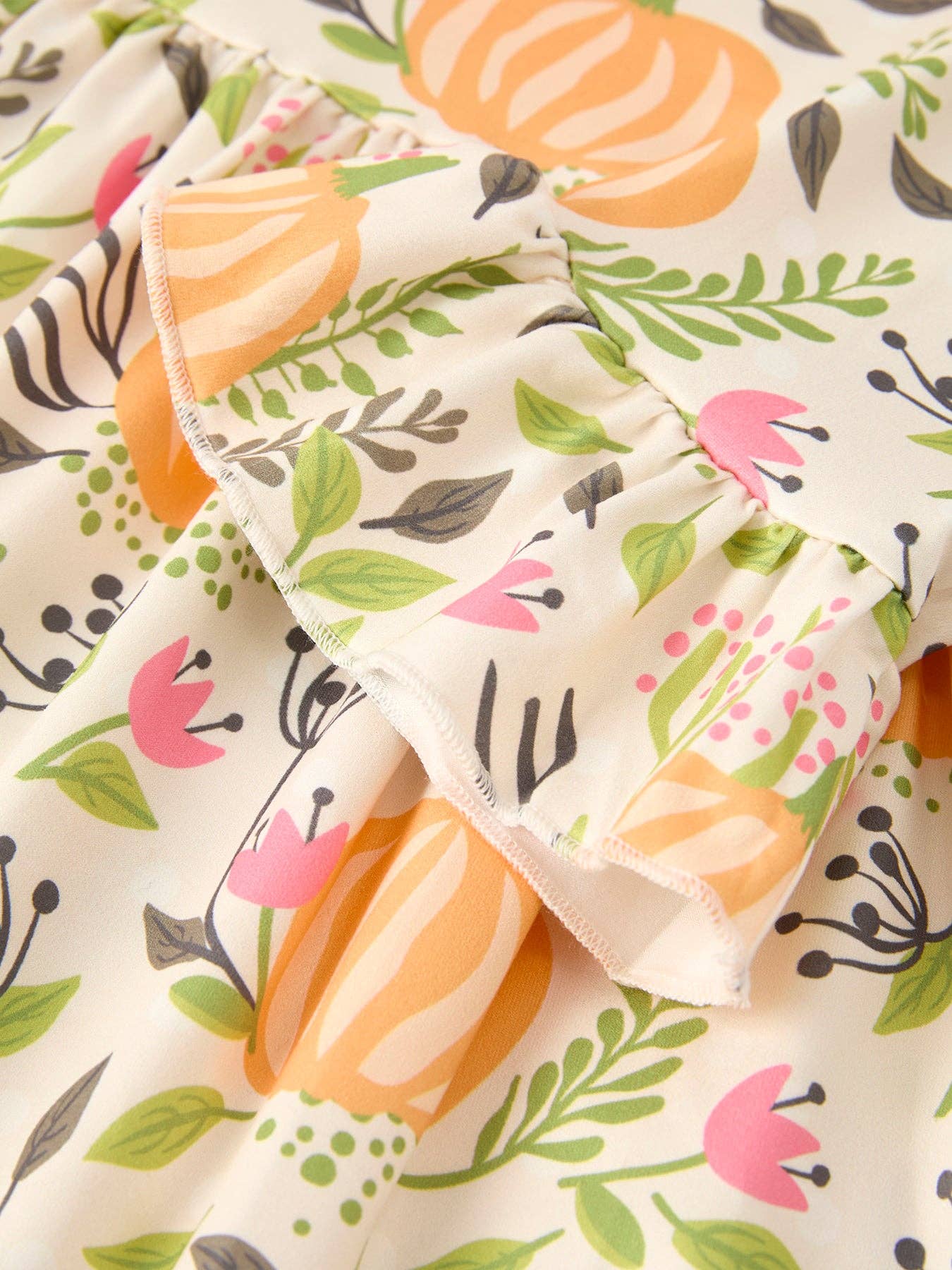 Pumpkin Floral Fall Dress