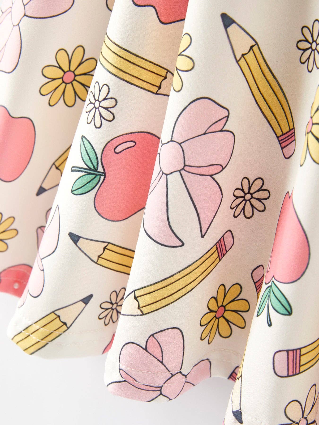 Back to School Apple, Pencil, and Floral Print Girls Dress