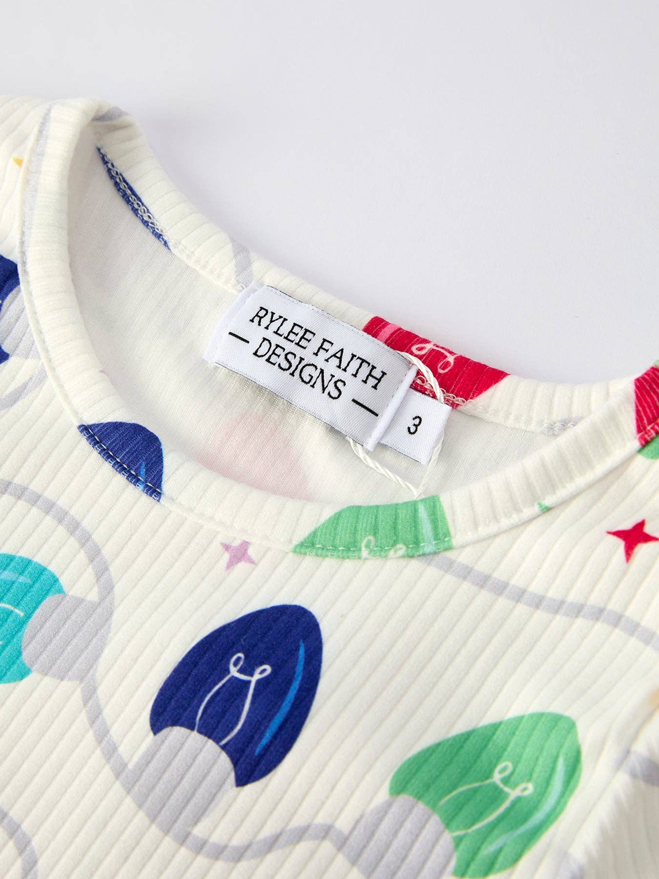Christmas Girls Colorful Light Bulb Pajama Set