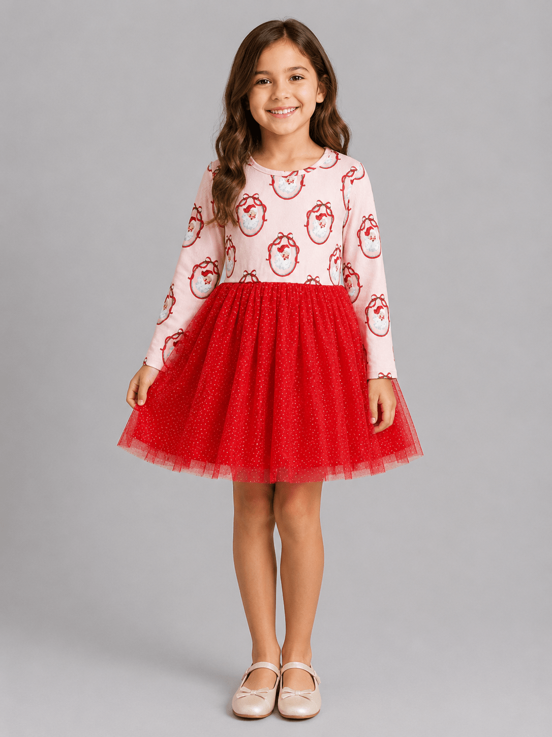 Vintage Santa Christmas Girls Tutu Dress