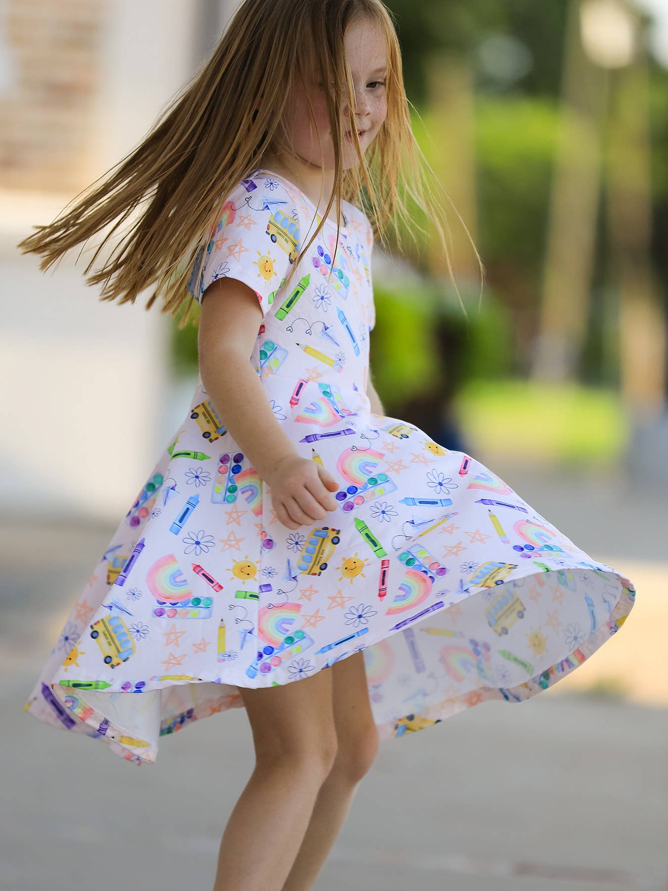 Colorful Back-to-School Delight Girls Dress