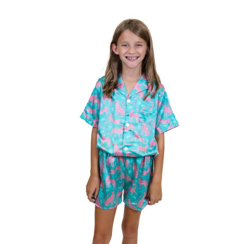 Kids See ya, Cheetah Satin Pajama Short Set