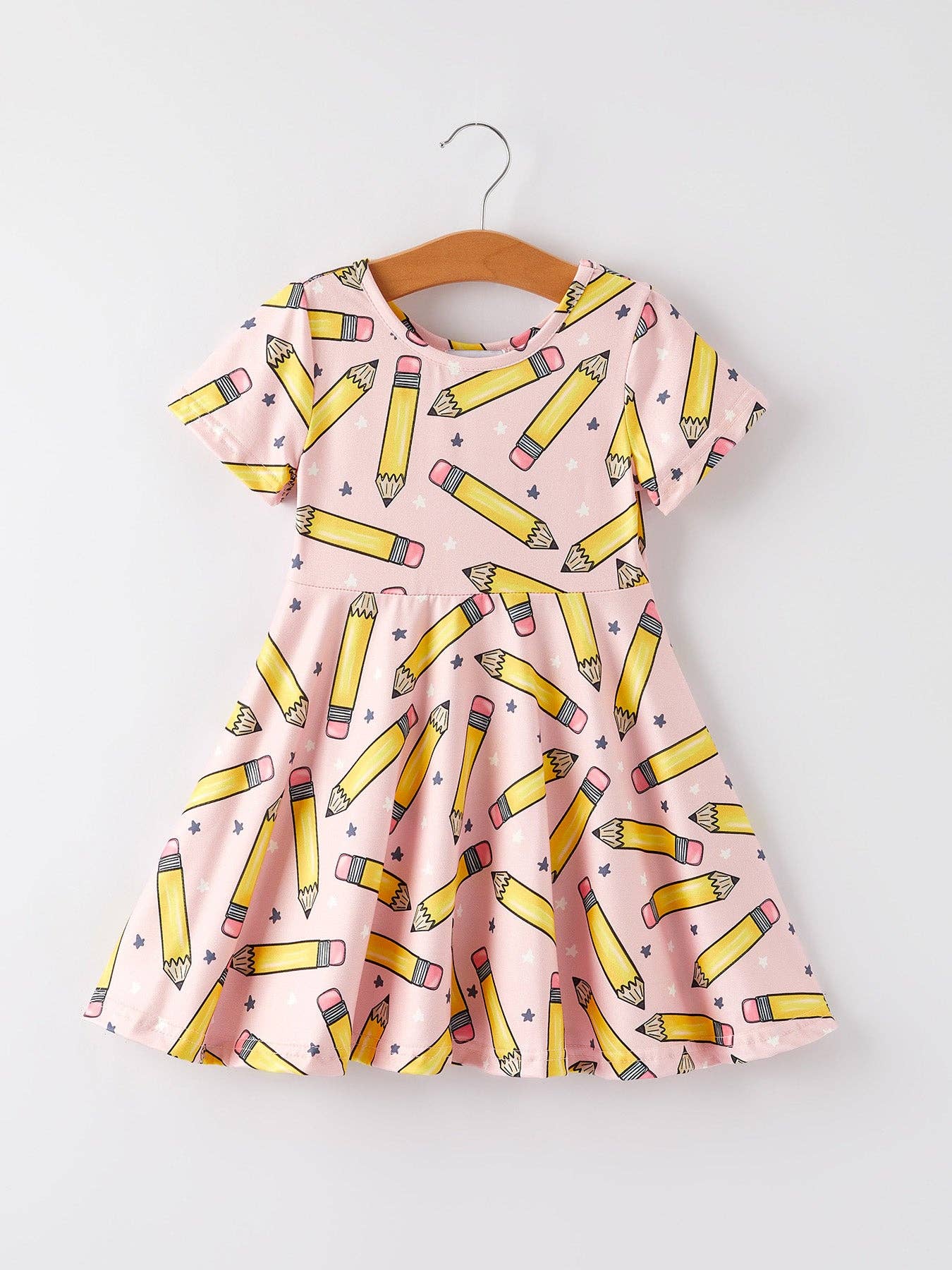 Back to School Pencil Print Girls Dress