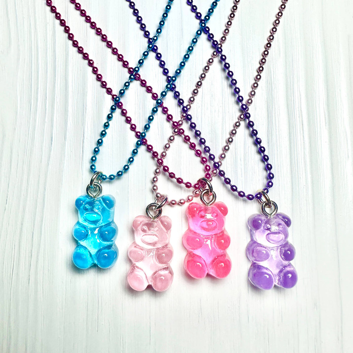 Gummy Bear Necklace on Matching Ball Chain in a Jar