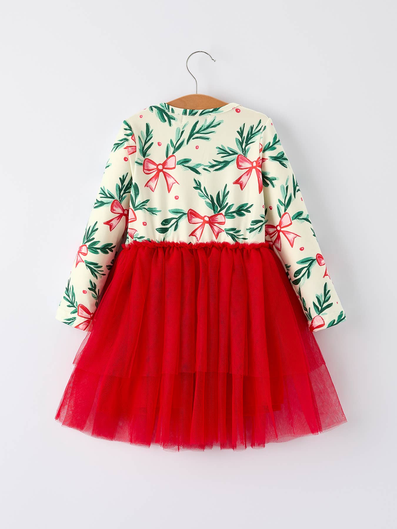 Red Tulle Skirt Christmas Tutu Dress and Holly Print