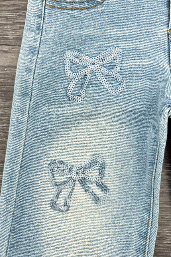 Sequin Bow Denim Pants