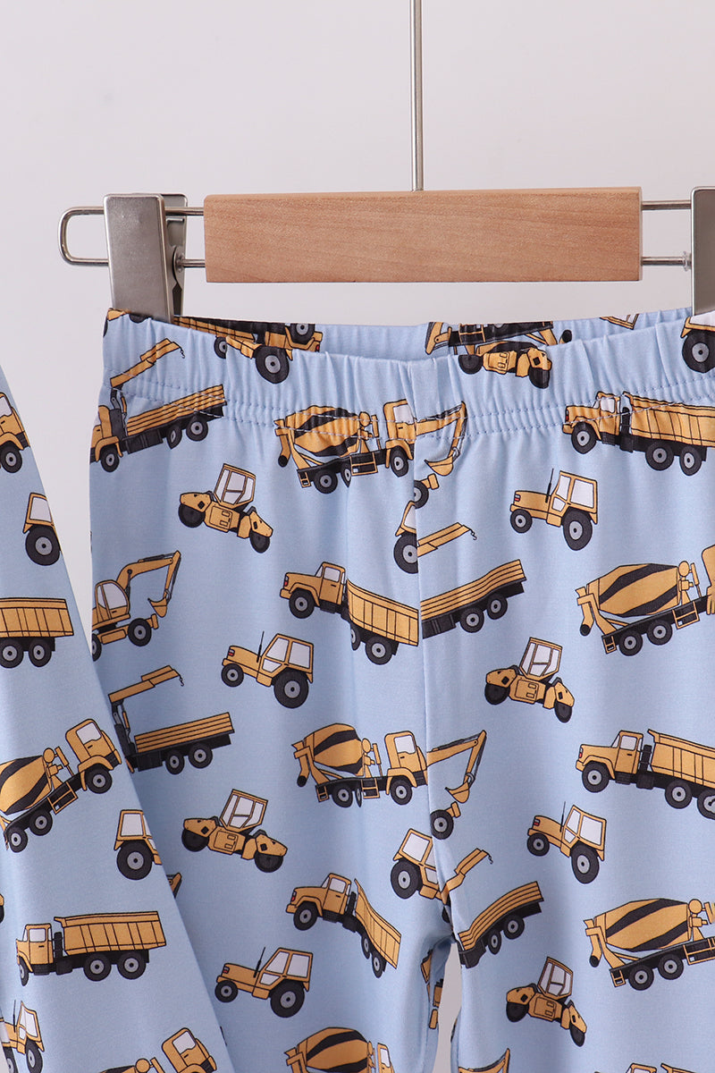 Abby & Evie Premium
Premium blue excavator print bamboo pants set