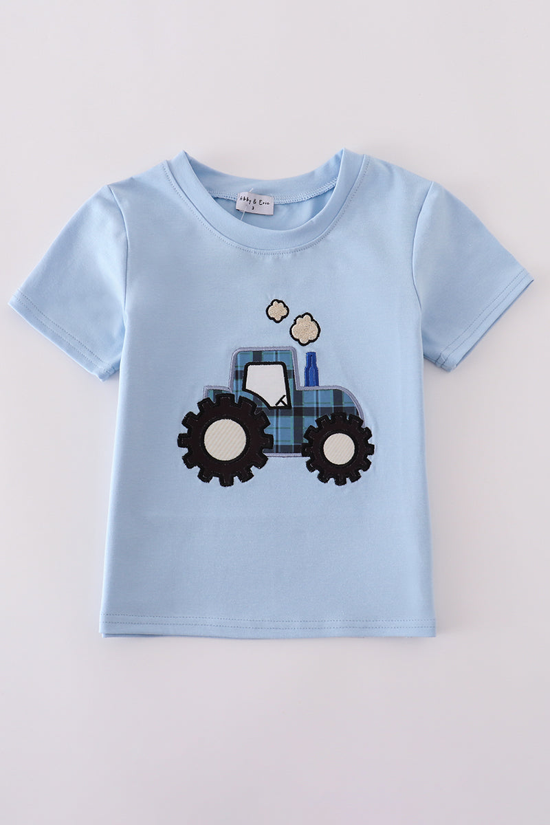 Abby & Evie
Blue tractor applique top