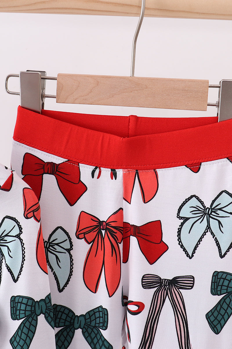 Abby & Evie
Red bow bamboo girl pajamas pants set