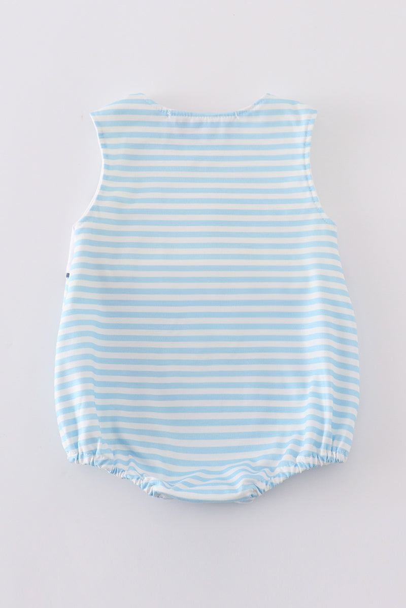 Abby & Evie
Blue stripe tractor embroidery boy bubble