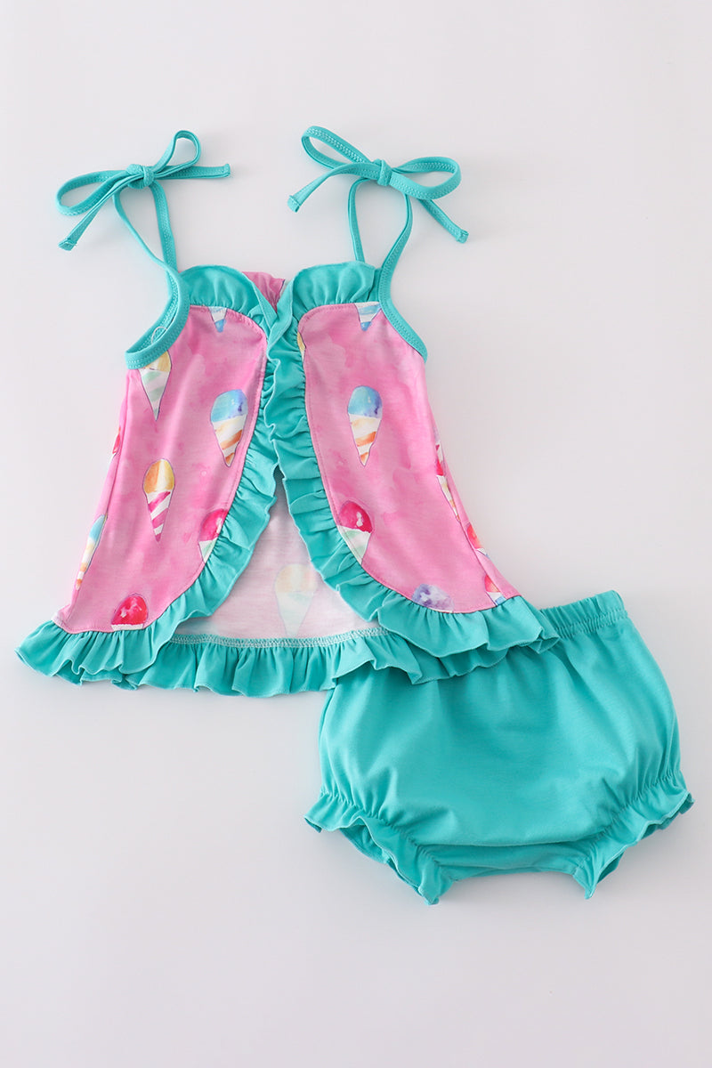 Abby & Evie
Pink ice cream print bloomer set