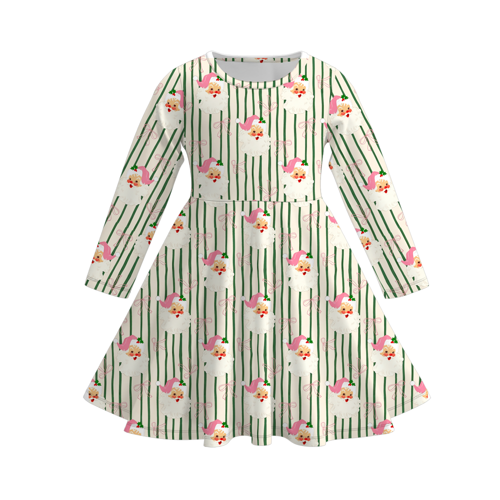 Santa Claus Green Stripe Print Dress