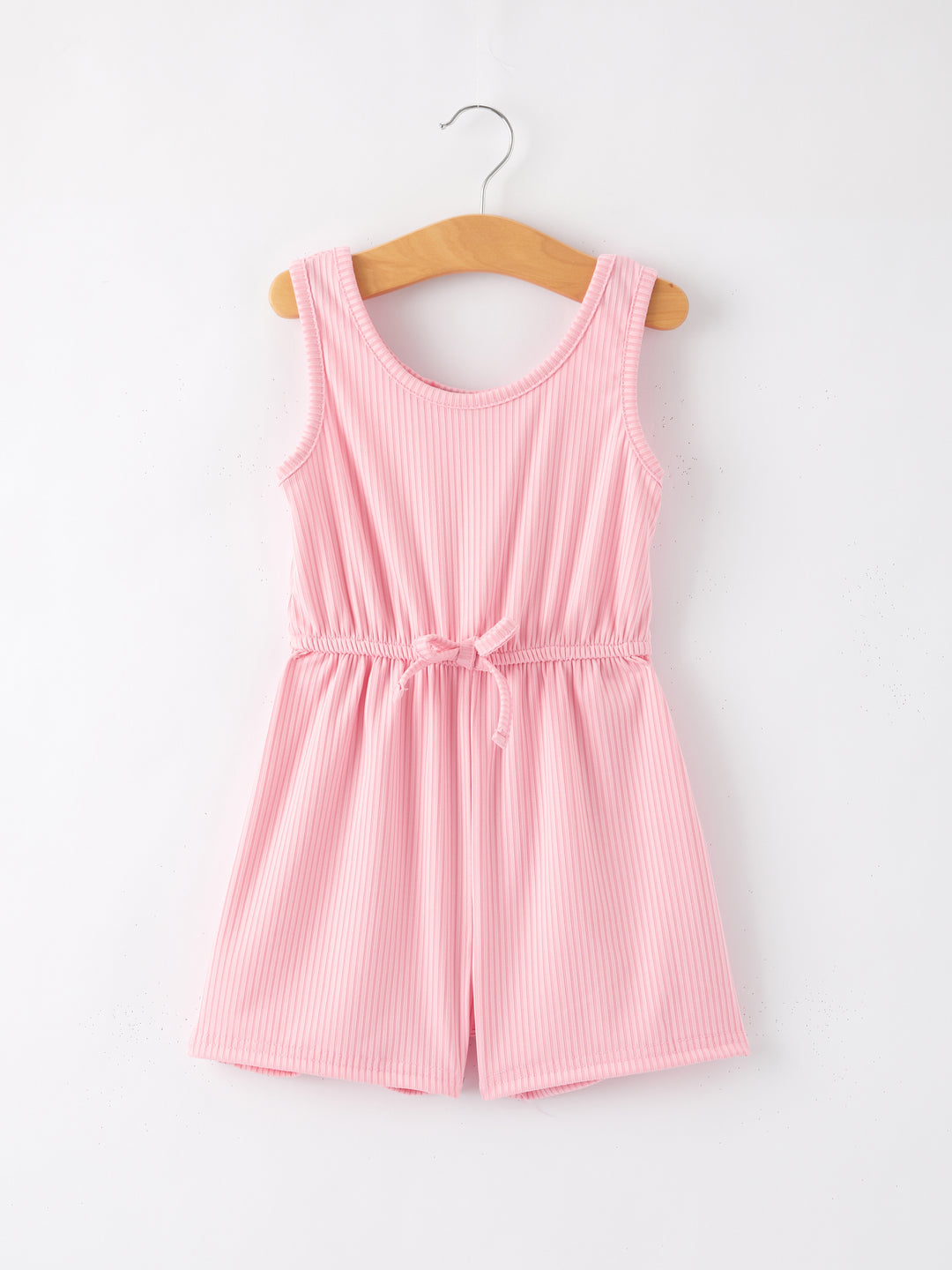 Pink Ribbed Milk Silk Romper
