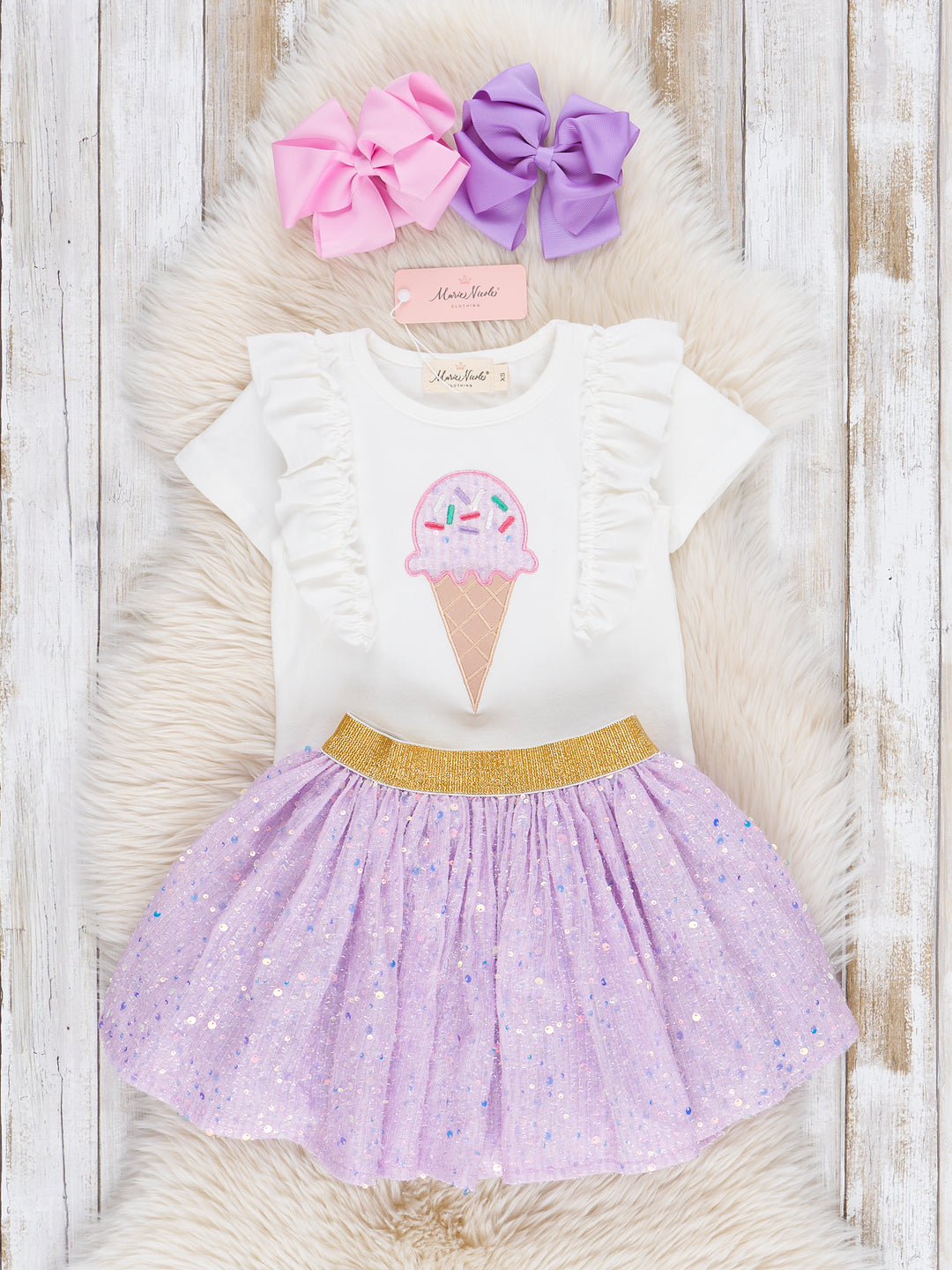 Lilac Ice Cream Cone Outfit w/ Skirt