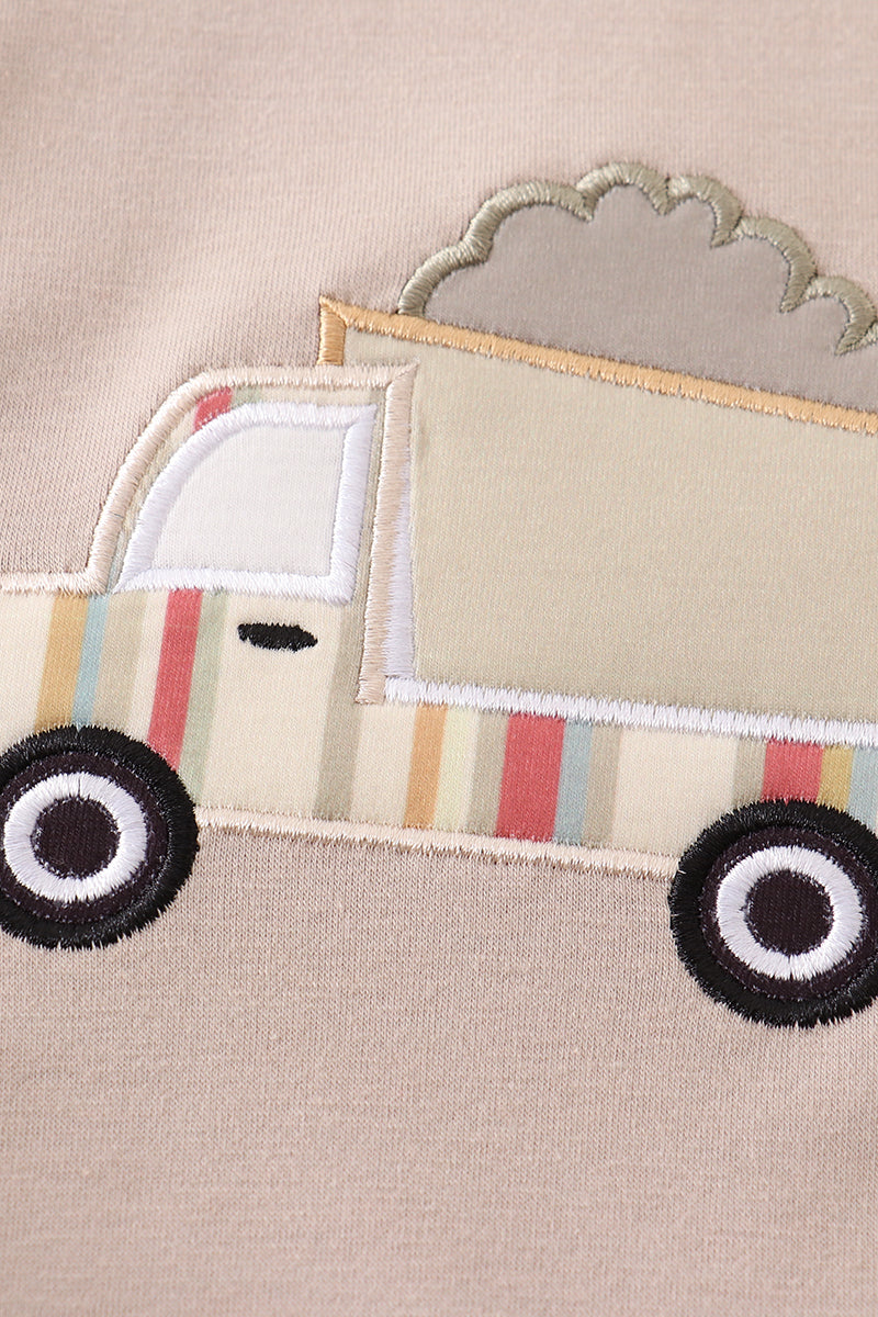 Abby & Evie
Khaki truck applique bubble