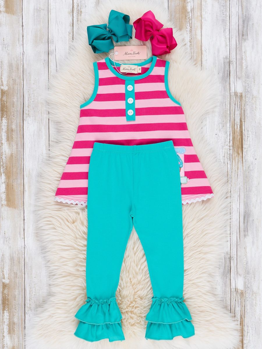 Striped Embroidered Ice Cream Truck Outfit