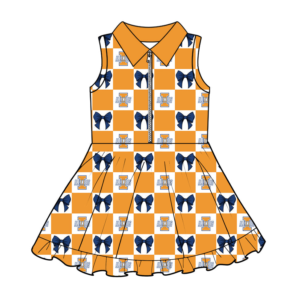 Illini Plaid Bow Athletic Dress