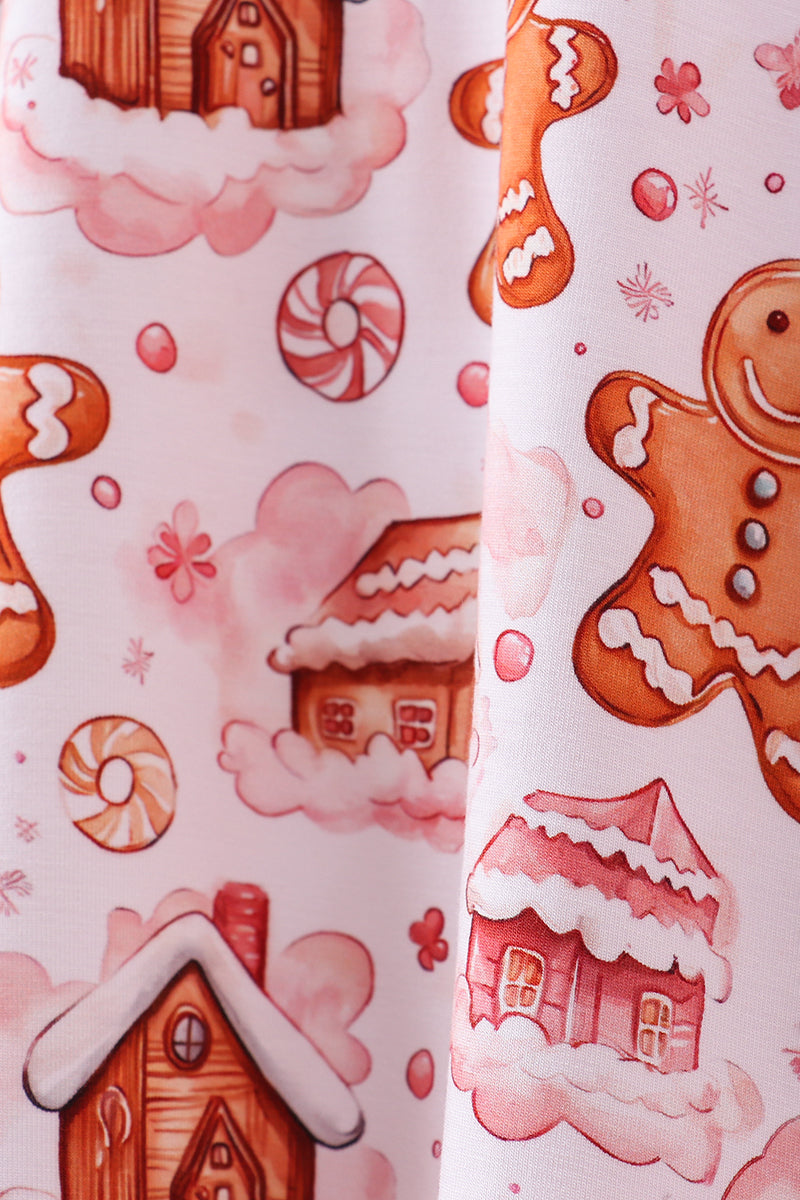Abby & Evie
Pink gingerbread house bamboo pajmas romper