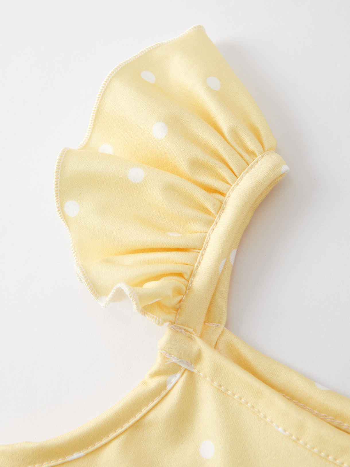 Yellow and White Polka Dot Suspender Dress