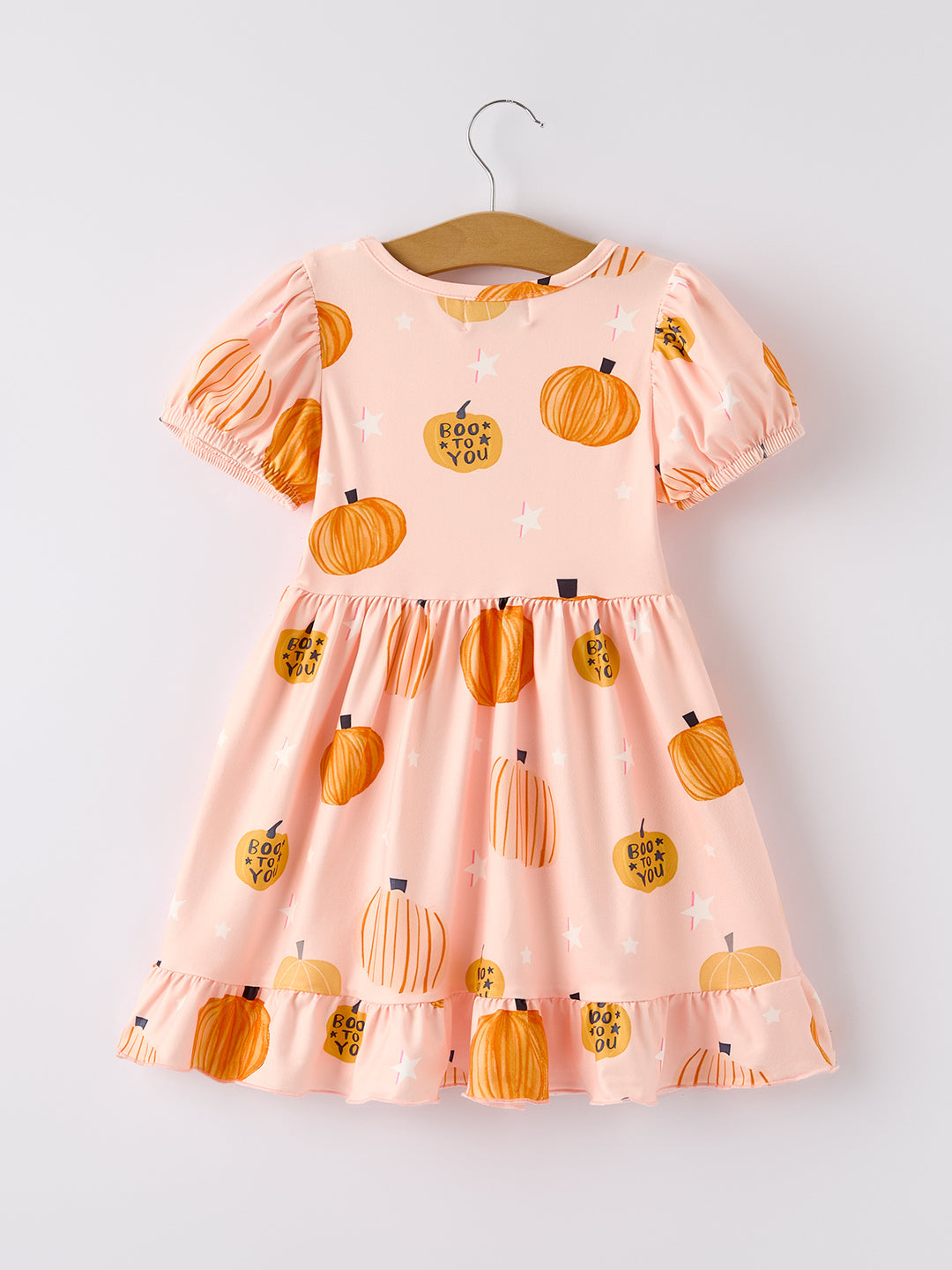 Fall Halloween & Thanksgiving Fun Pumpkin Short Sleeve Girls Dress