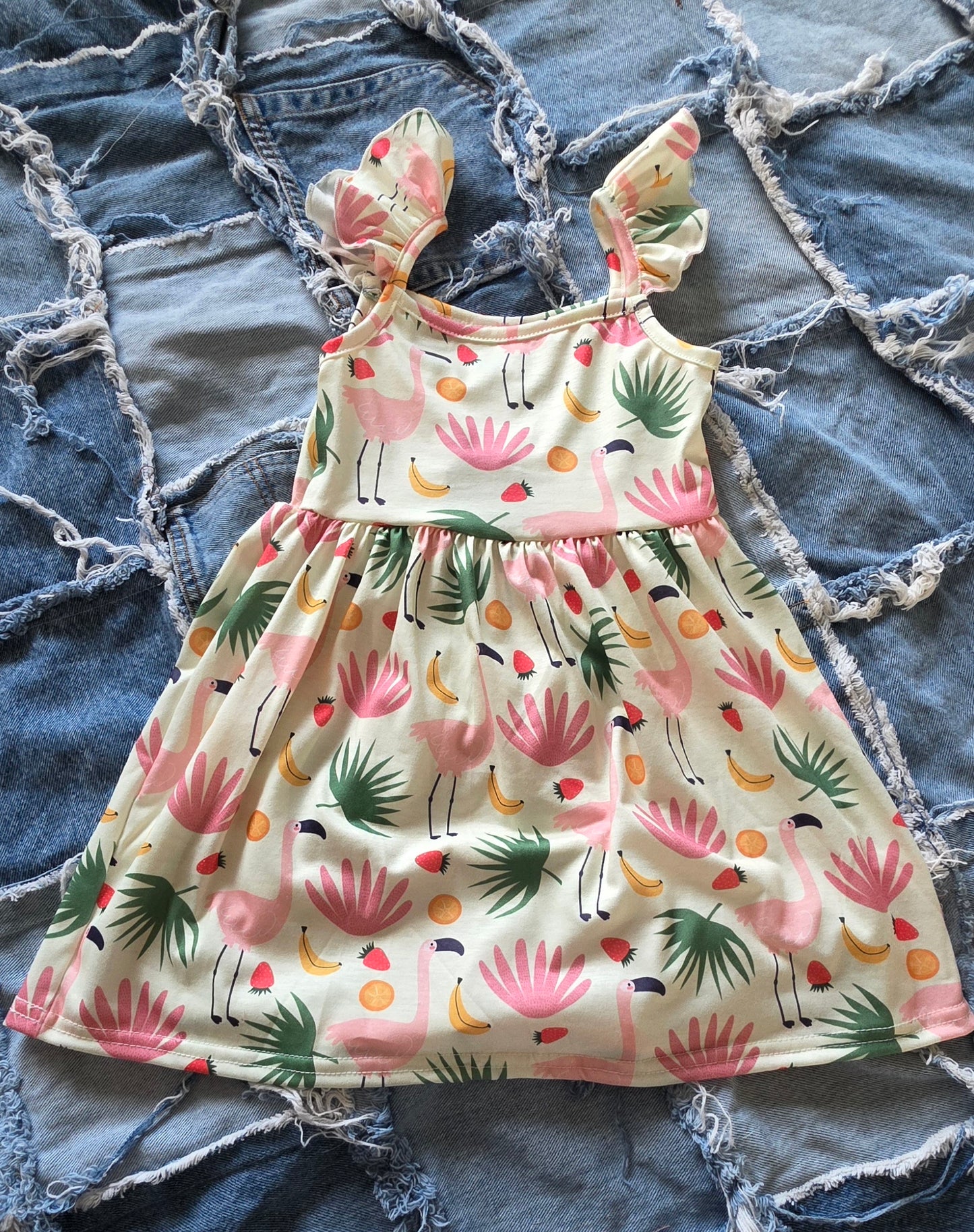 Summer Girls Leaves Flamingo Dress