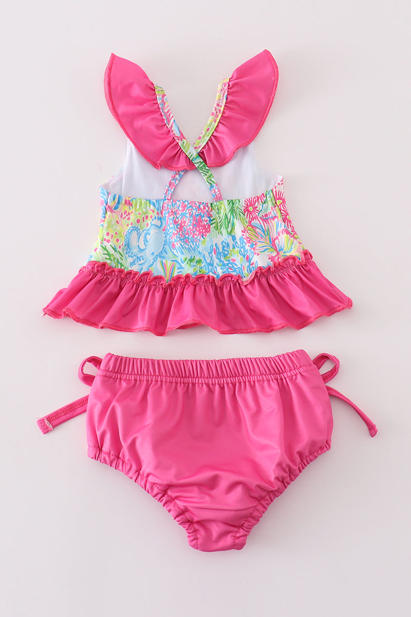 Abby & Evie
Pink tropical floral girl swimsuit set