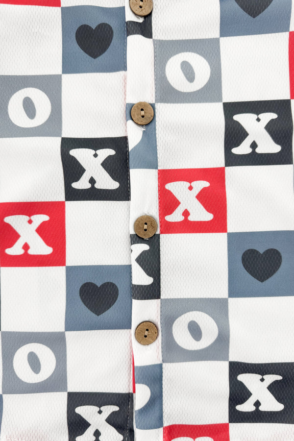 "XOXO" Checkered Button Down